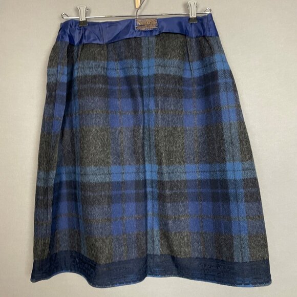Vintage 70s Pendleton Skirt One of a Kind Handmade Plaid Blue Gray Mini Women - Picture 10 of 11